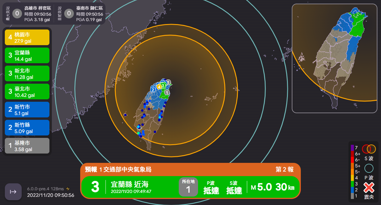 地震監測台與地震波形圖