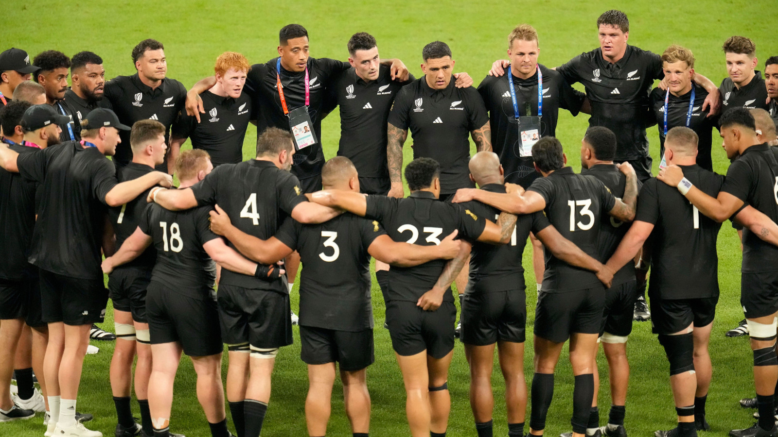 All Blacks team huddle
