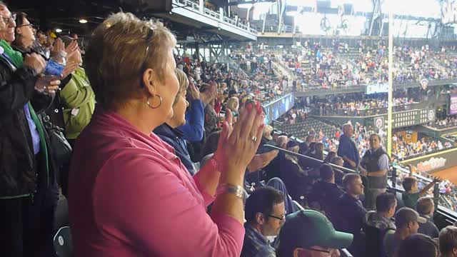 Australian sports stadium crowd cheering