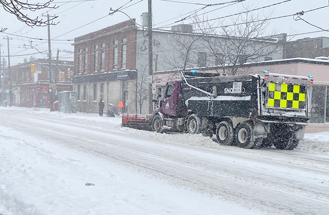 Canadian city snow storm plowing