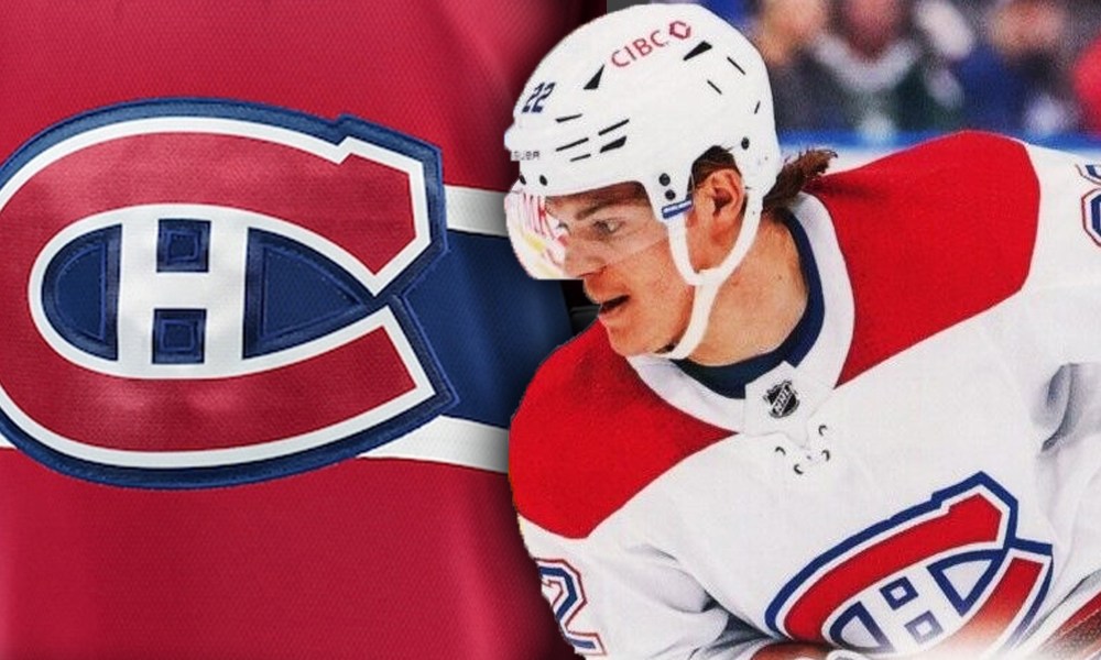 Cole Caufield celebrating after scoring goals in recent games for the Montreal Canadiens