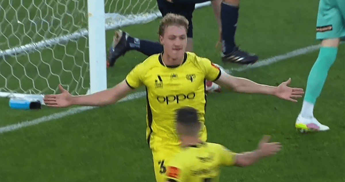 Corban Piper Wellington Phoenix celebrating goal A-League