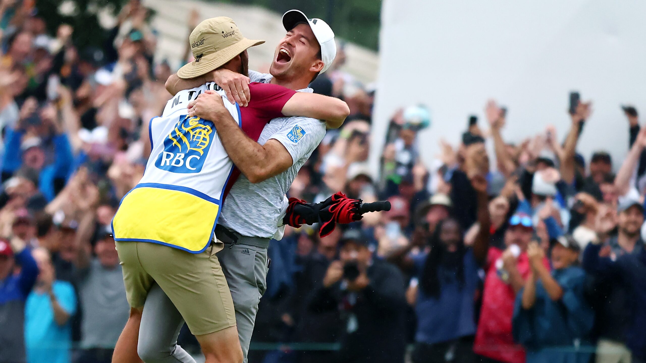 Nick Taylor celebrating Canadian Open win