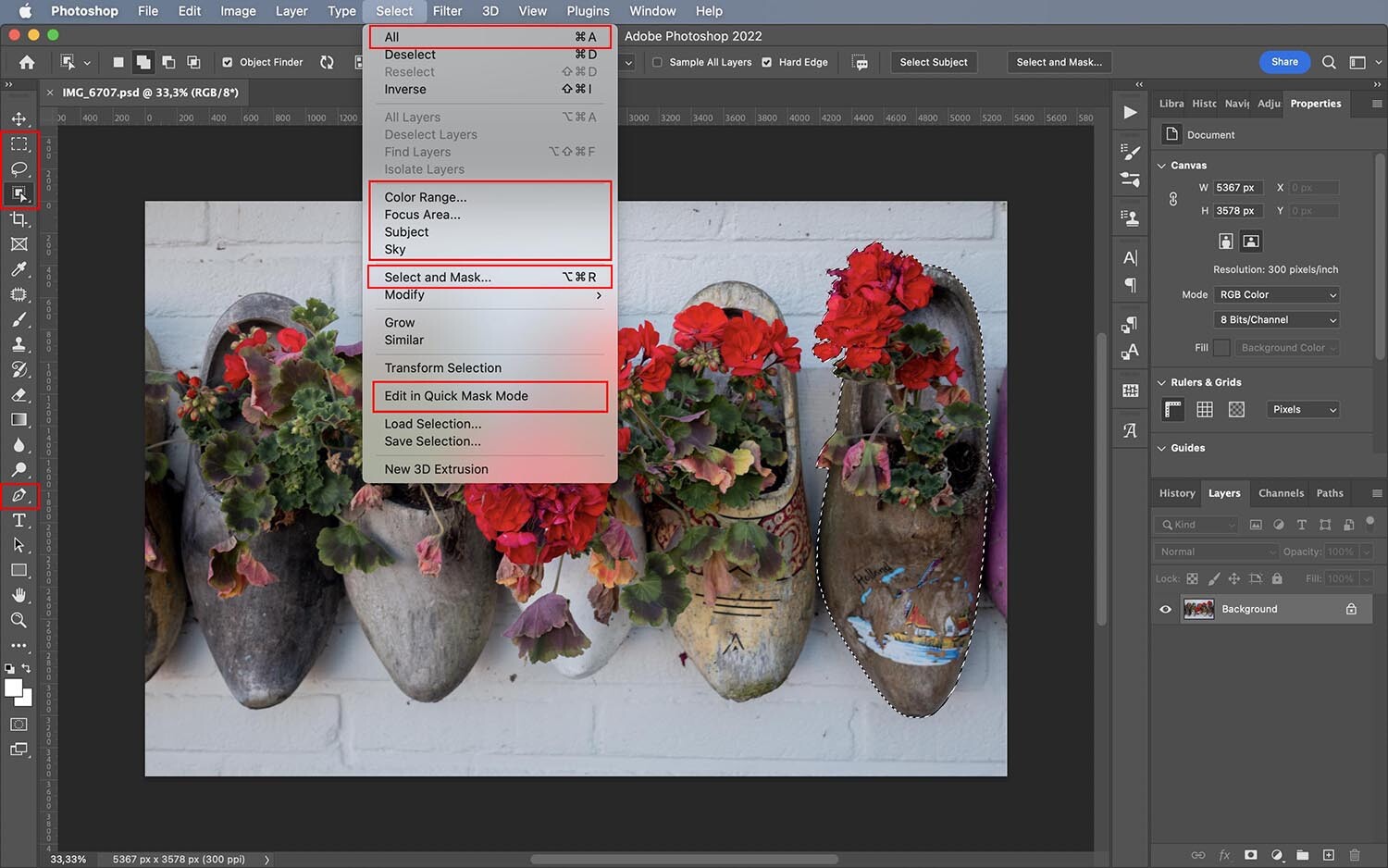 Photoshop 选择技巧示例