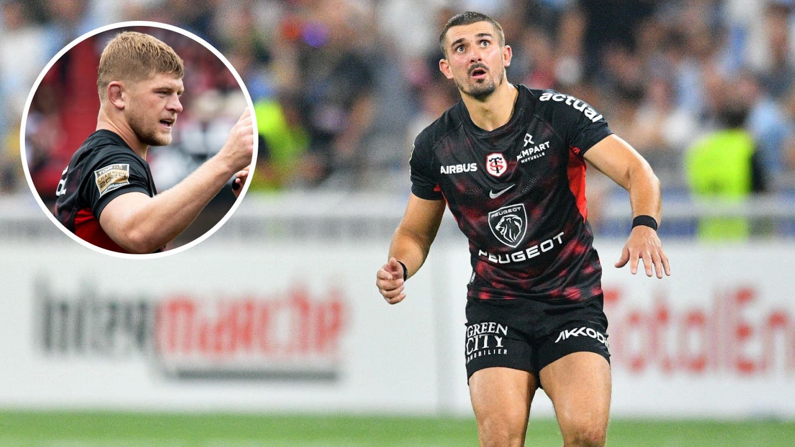 Thomas Ramos marquant un essai sous le maillot de l'US Montauban