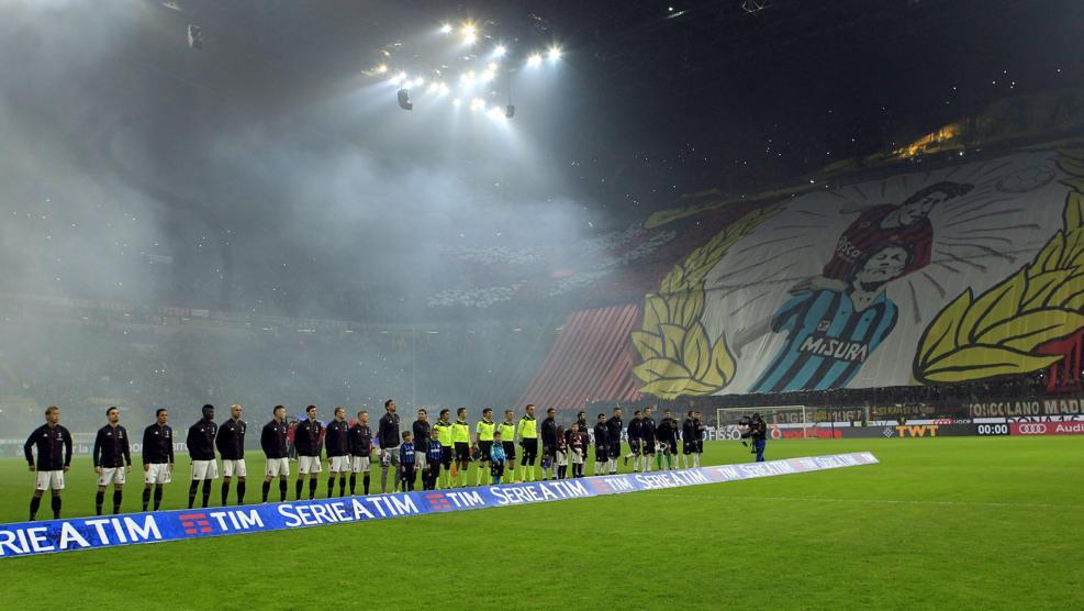 Turin city skyline with football fans