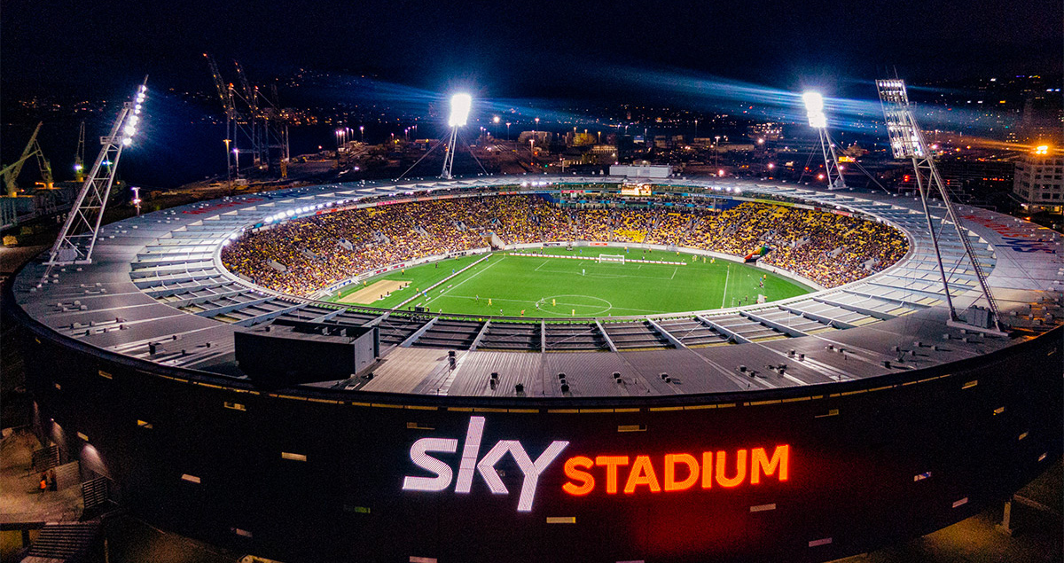 Wellington Phoenix vs Sydney FC A-League match Sky Stadium 2026 crowd atmosphere football excitement rugby stadium New Zealand sport fans cheering
