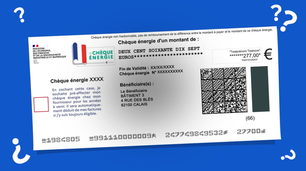 Ménage français recevant son chèque énergie dans sa boîte aux lettres