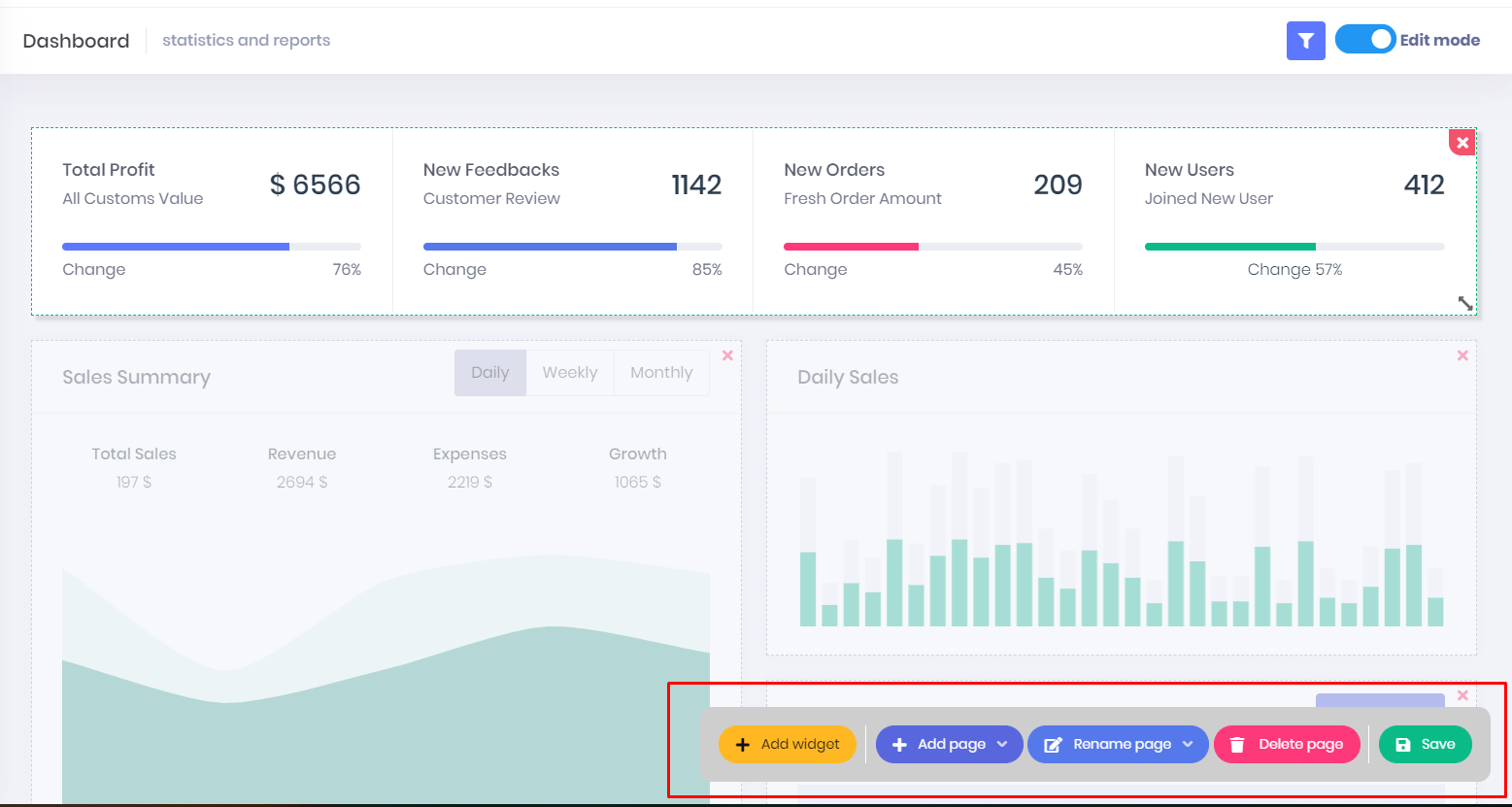 Customizable Dashboard