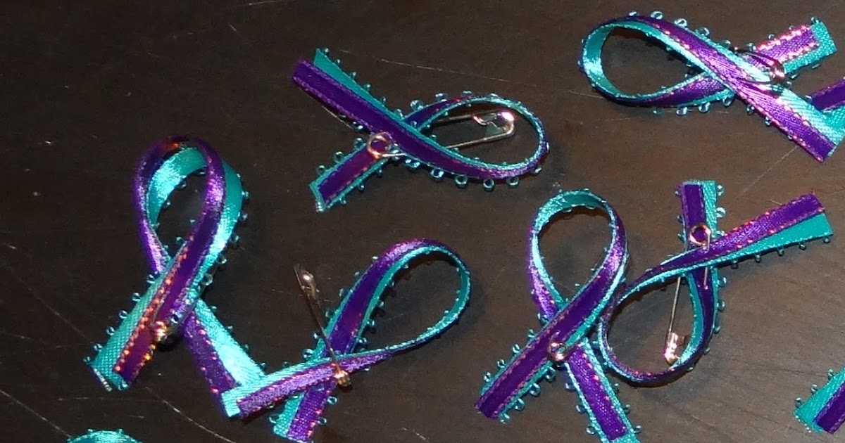 Purple and white domestic violence awareness ribbons