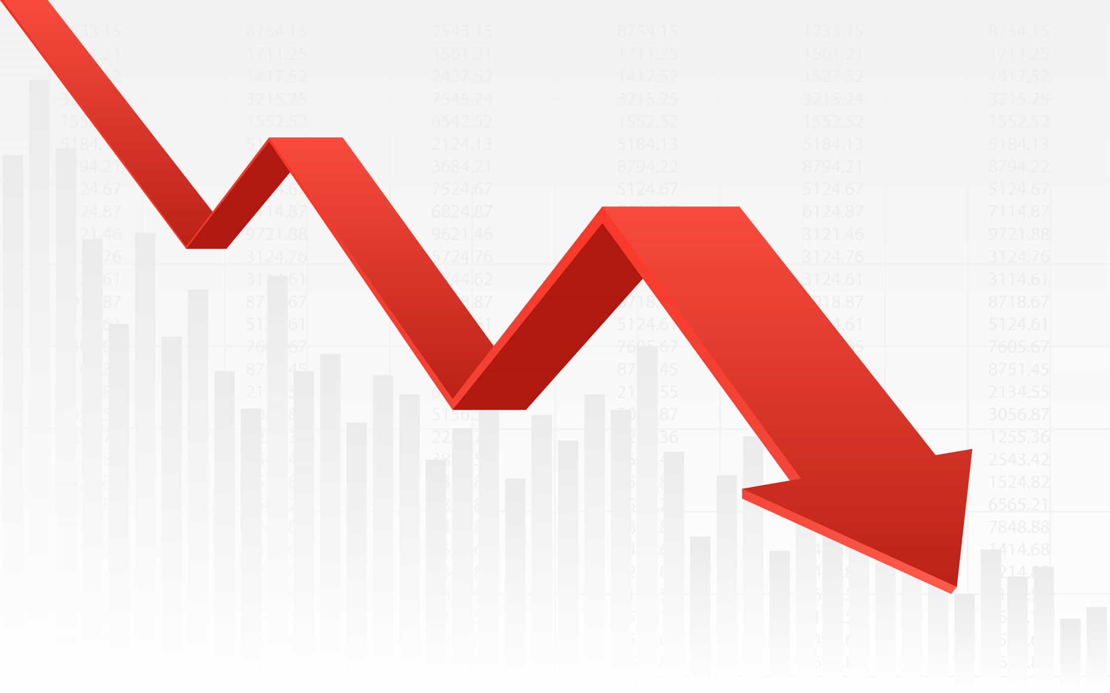 stock market charts red downward trend financial news