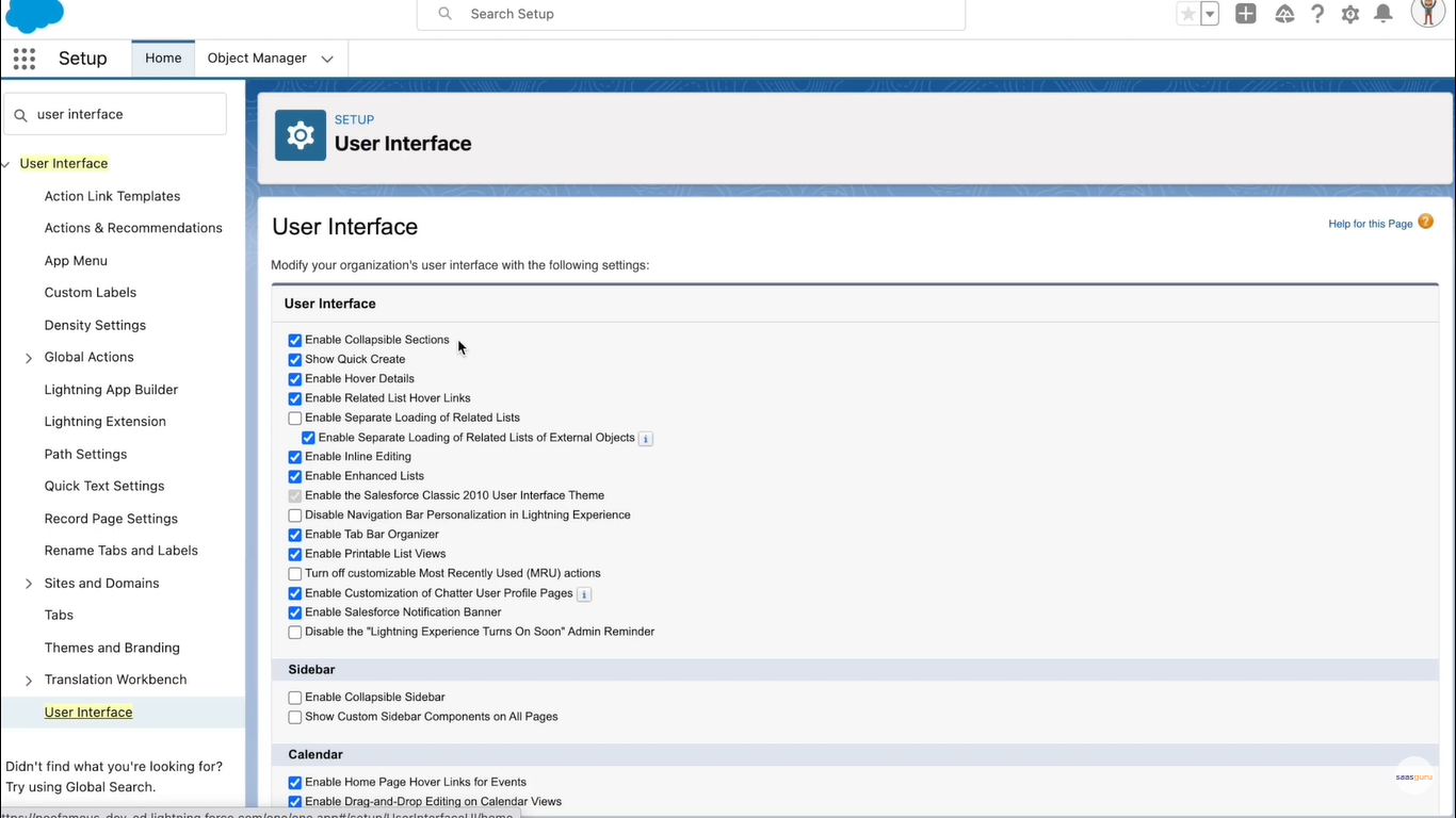 User Interface Configurations